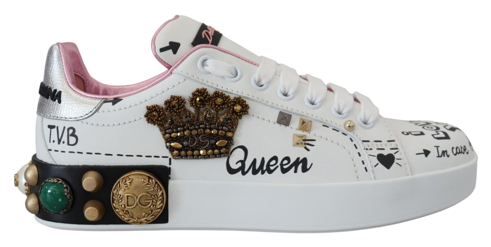 Zapatillas de piel elegantes Queen Crown de Dolce &amp; Gabbana