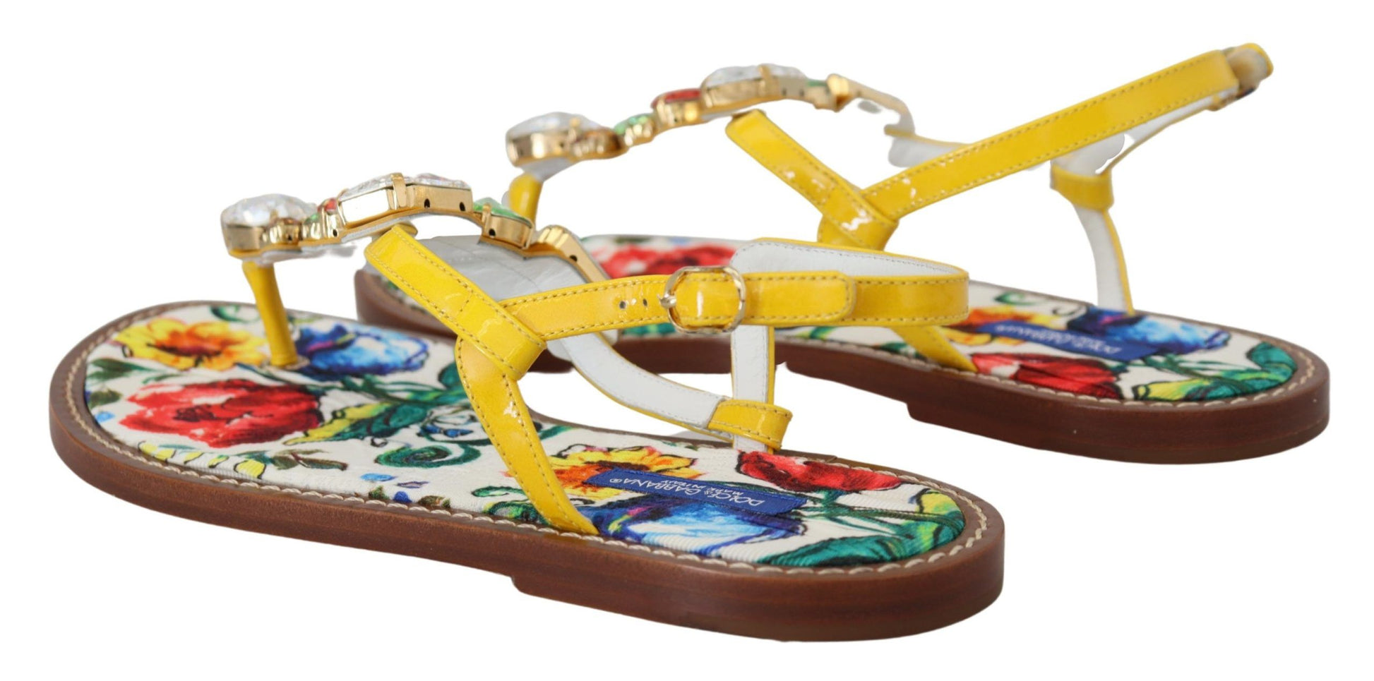 Sandalias de piel adornadas con cristales Majolica de Dolce &amp; Gabbana