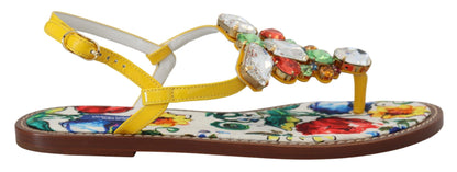 Sandalias de piel adornadas con cristales Majolica de Dolce &amp; Gabbana