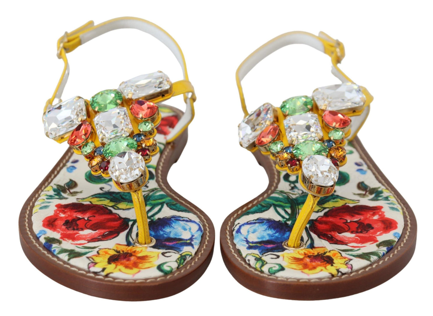 Sandalias de piel adornadas con cristales Majolica de Dolce &amp; Gabbana