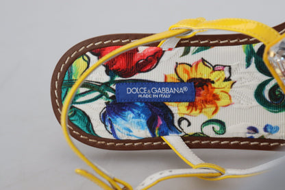 Sandalias de piel adornadas con cristales Majolica de Dolce &amp; Gabbana