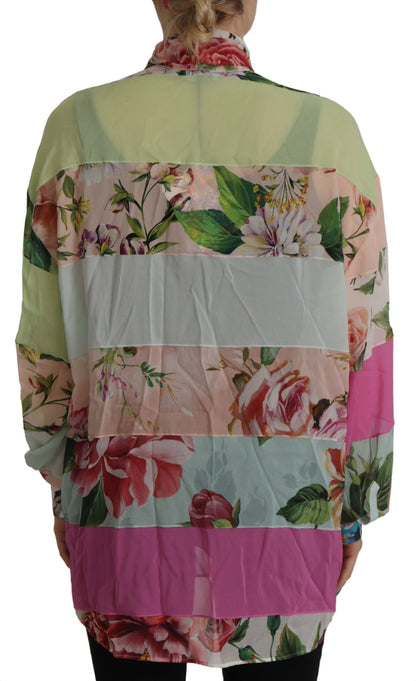 Blusa elegante de seda con patchwork floral de Dolce &amp; Gabbana