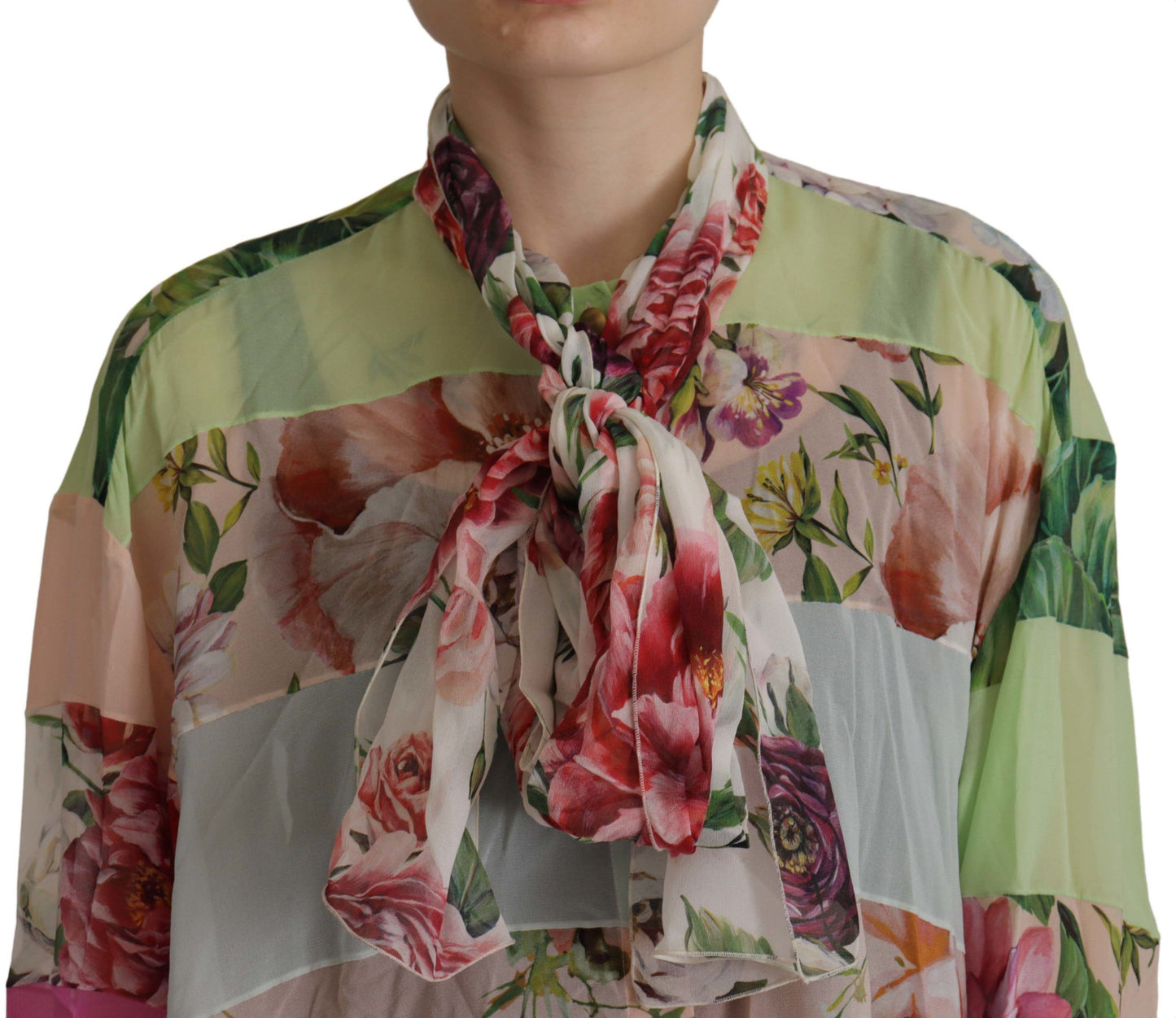 Blusa elegante de seda con patchwork floral de Dolce &amp; Gabbana