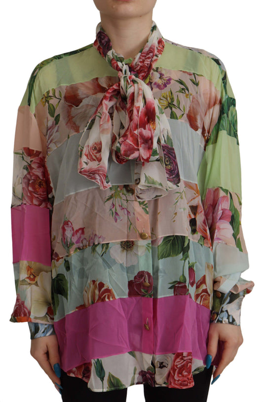 Blusa elegante de seda con patchwork floral de Dolce &amp; Gabbana