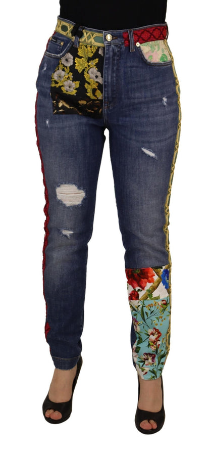 Dolce & Gabbana High Waist Patchwork Skinny Denim