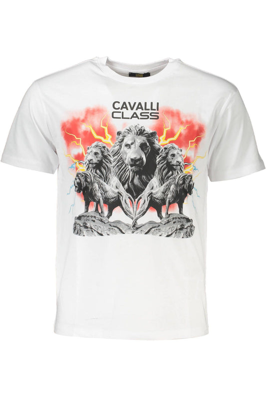 Camiseta elegante con estampado de logotipo en color blanco Cavalli Class