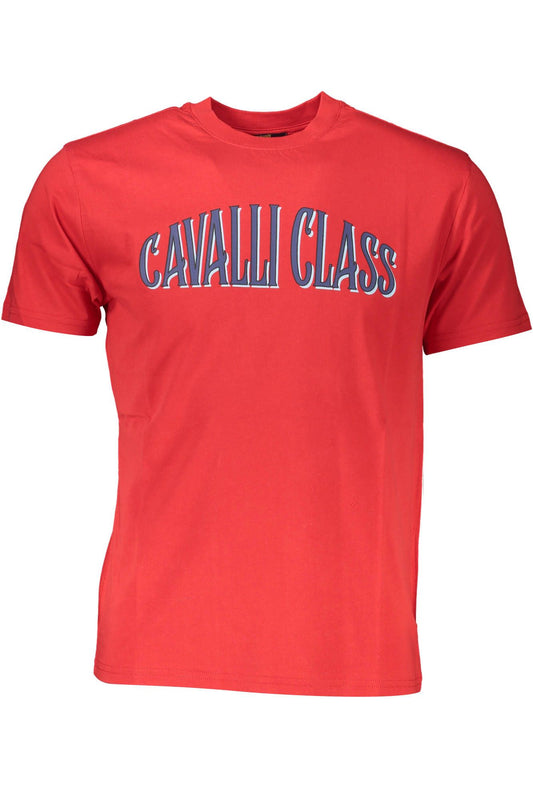 Camiseta elegante con el logotipo estampado en rojo de Cavalli Class