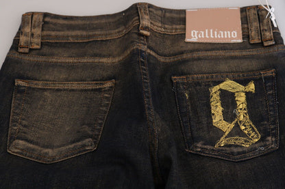 John Galliano Chic Flared Mid Waist Black Denim