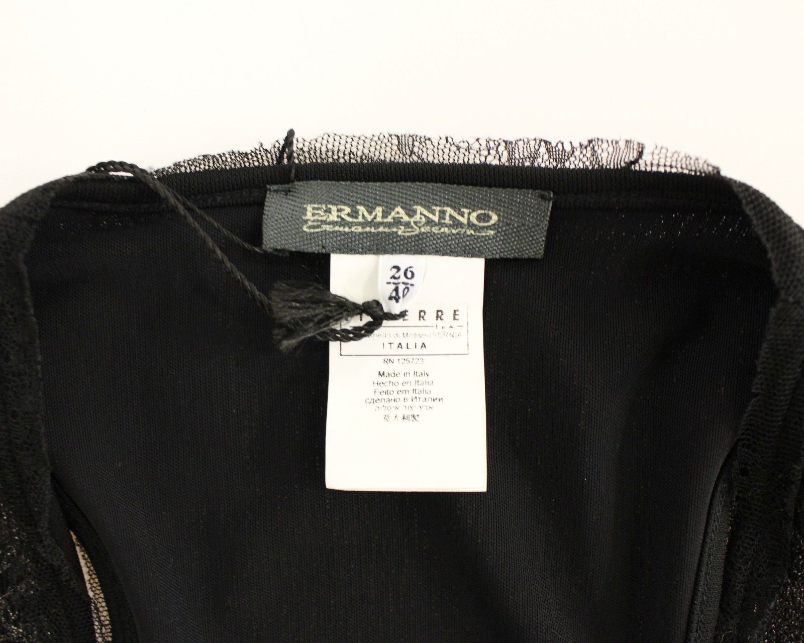 Ermanno Scervino Minivestido negro con detalle de encaje de nailon