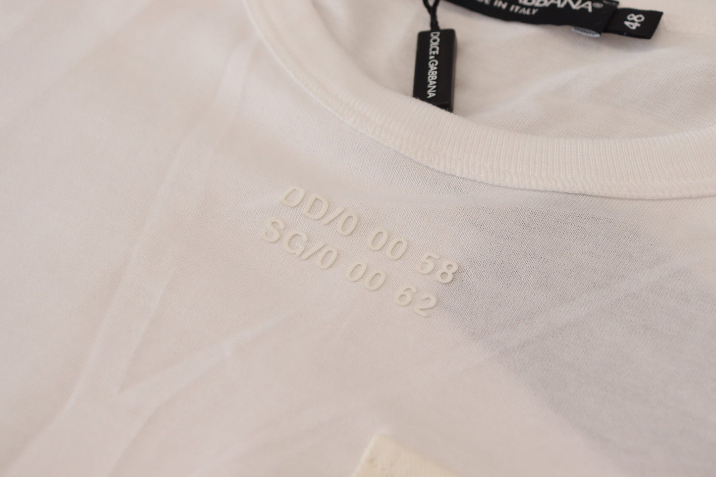Elegante camiseta de algodón blanca con bolsillo DG en el pecho de Dolce &amp; Gabbana