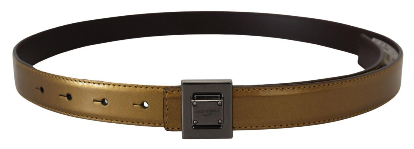 Gold Square Buckle Leather Belt