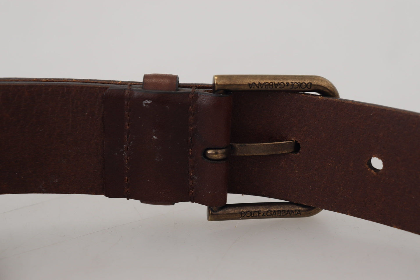 Elegant Brown Leather Belt with Metal Buckle