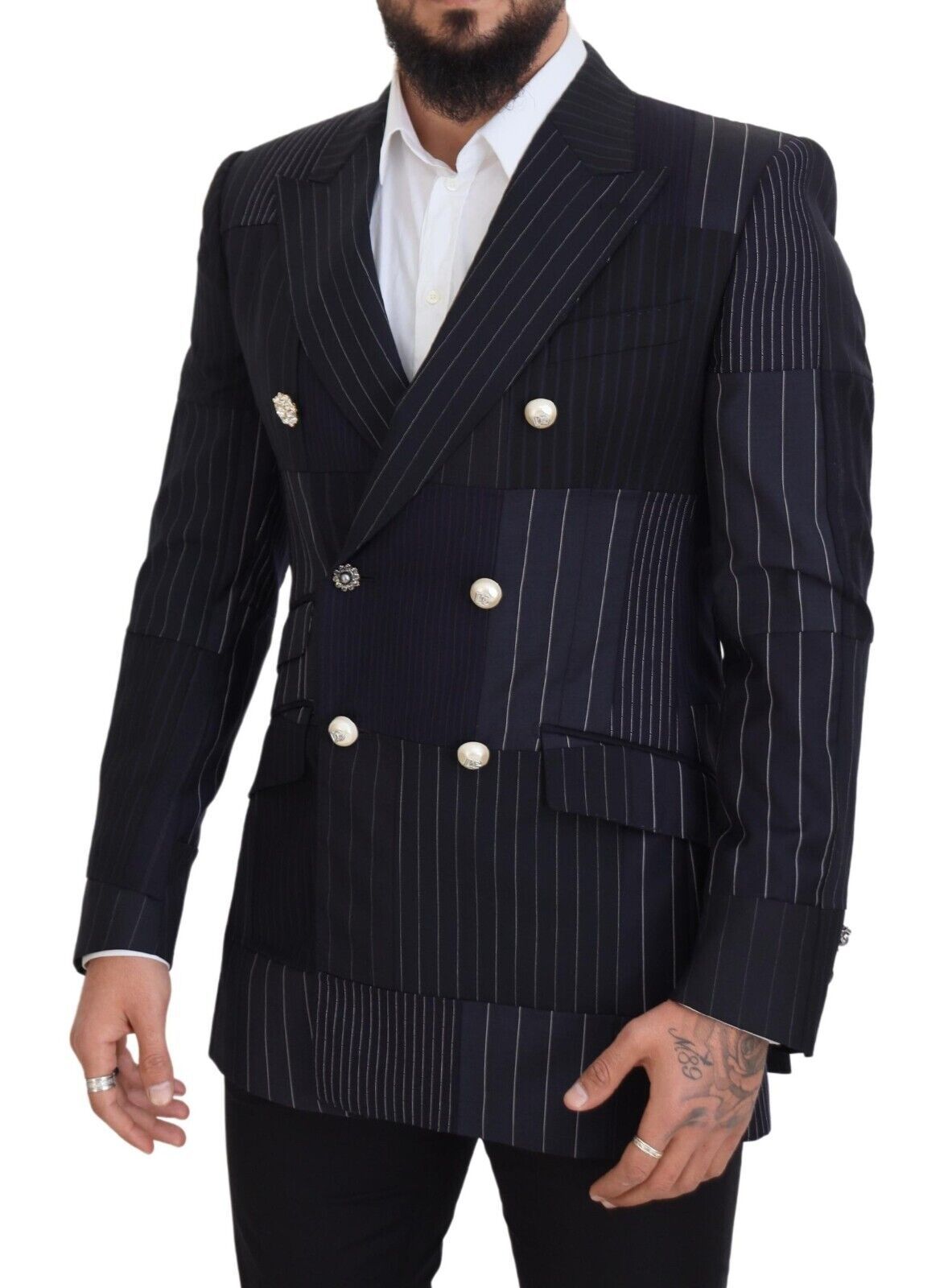 Blazer cruzado ajustado y elegante en azul marino de Dolce &amp; Gabbana