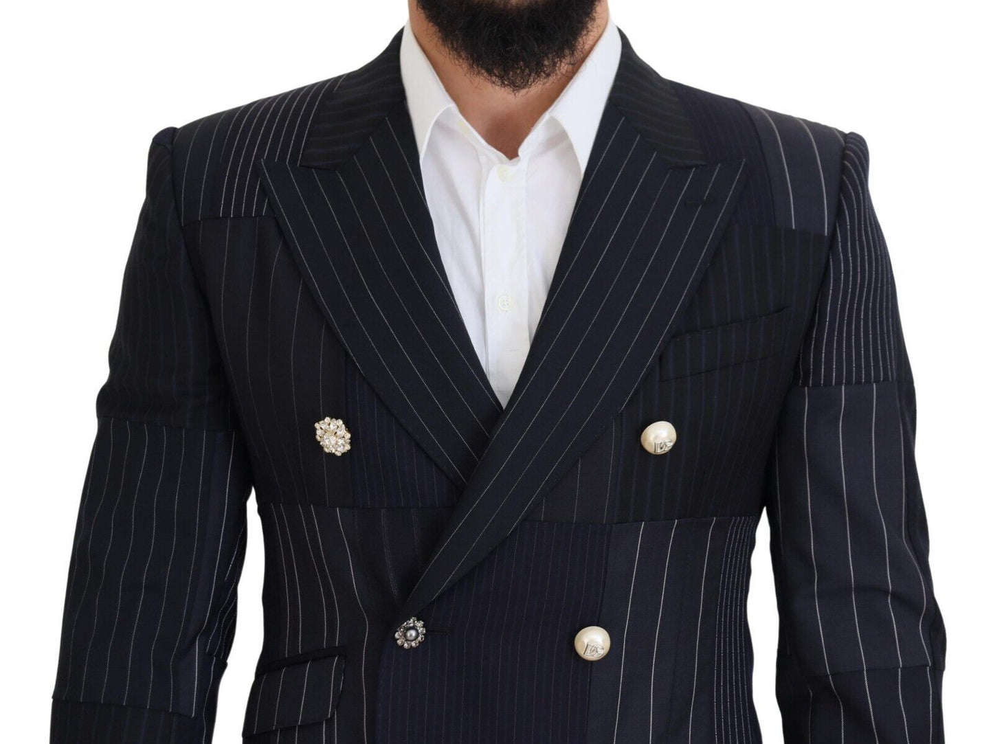 Blazer cruzado ajustado y elegante en azul marino de Dolce &amp; Gabbana