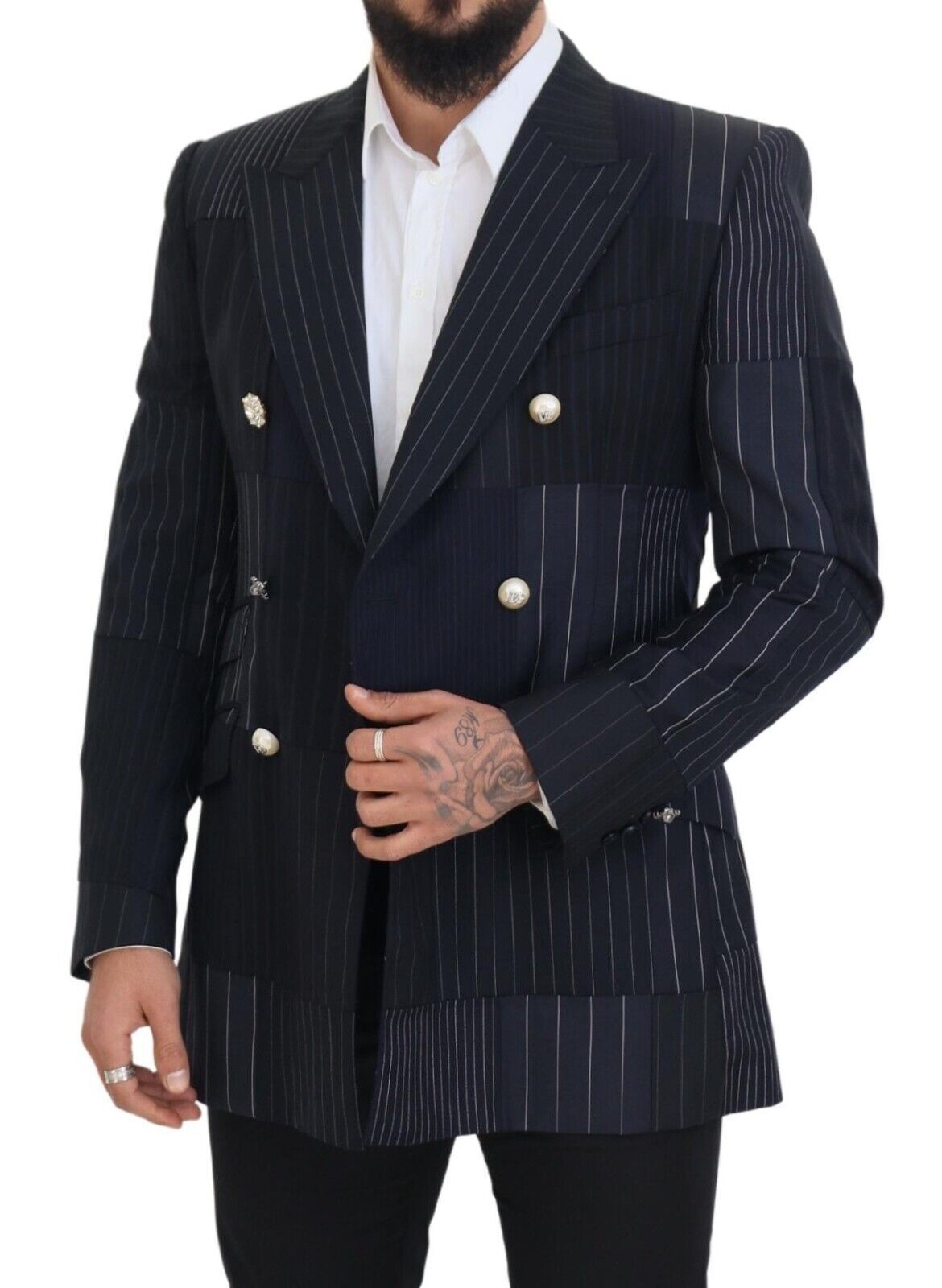 Blazer cruzado ajustado y elegante en azul marino de Dolce &amp; Gabbana