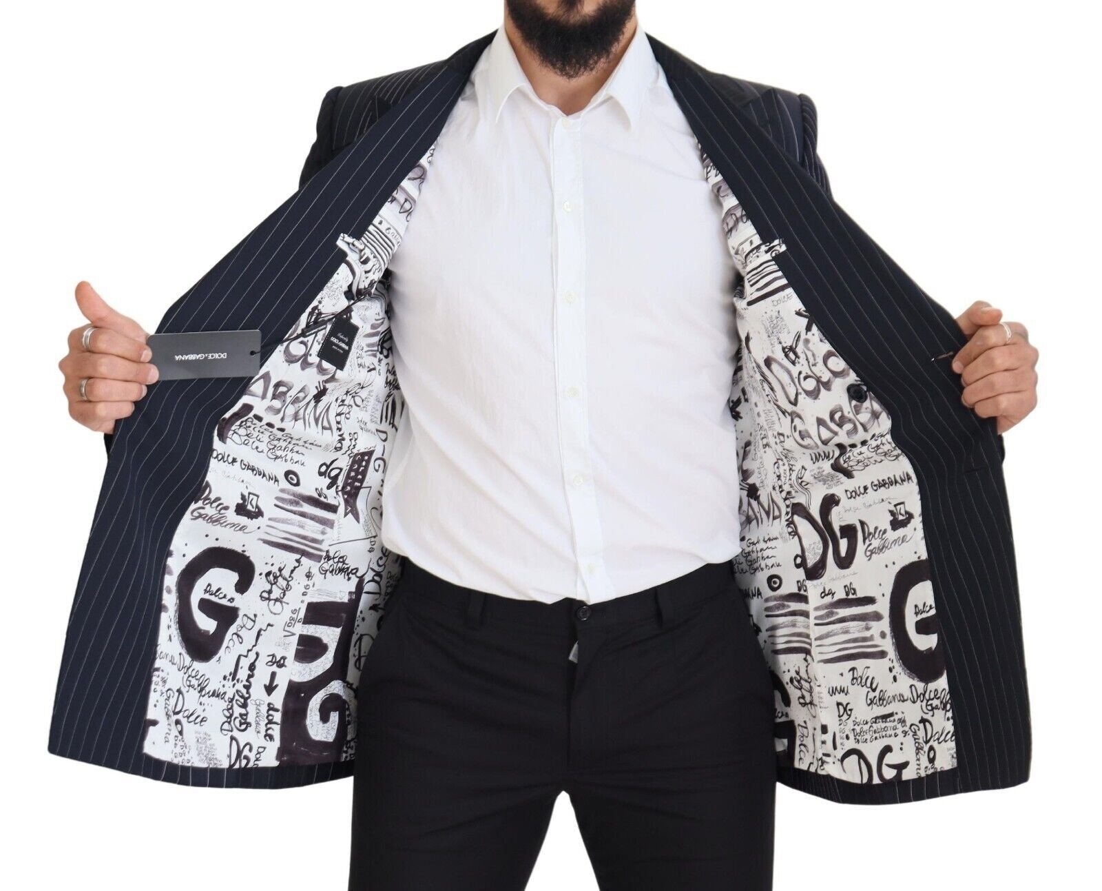 Blazer cruzado ajustado y elegante en azul marino de Dolce &amp; Gabbana