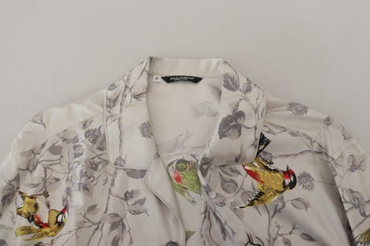 Camisa informal elegante con estampado de pájaros en seda de Dolce &amp; Gabbana