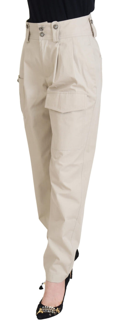 Pantalones elegantes de algodón beige de Dolce &amp; Gabbana para una comodidad elegante