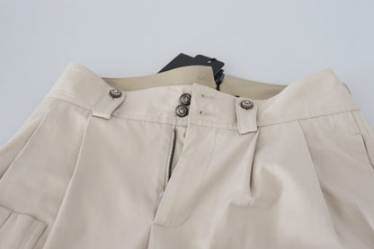 Pantalones elegantes de algodón beige de Dolce &amp; Gabbana para una comodidad elegante