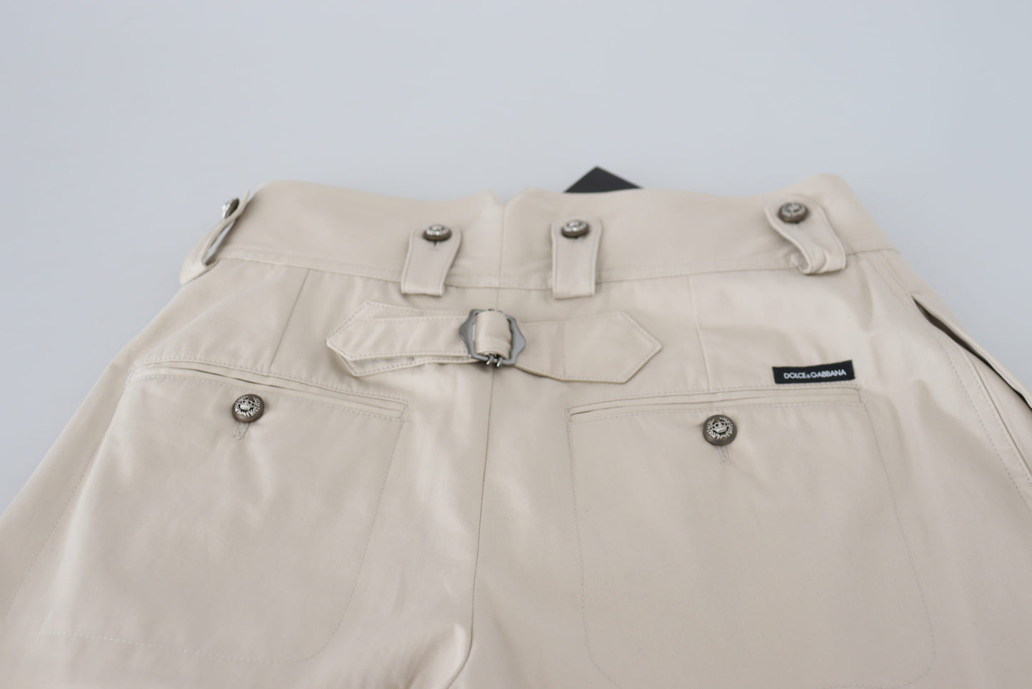 Pantalones elegantes de algodón beige de Dolce &amp; Gabbana para una comodidad elegante