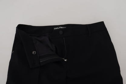 Pantalones elegantes de mezcla de lana y seda en color negro de Dolce &amp; Gabbana