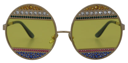 Gafas de sol ovaladas doradas adornadas con cristales de Dolce &amp; Gabbana
