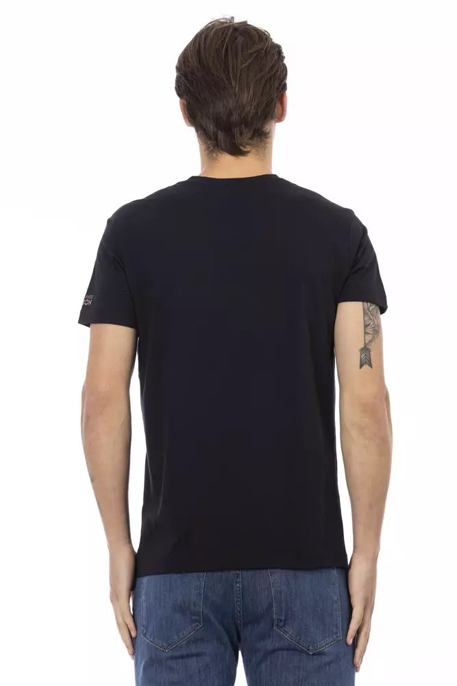 Camiseta de algodón negra con cuello en V para hombre Trussardi Action