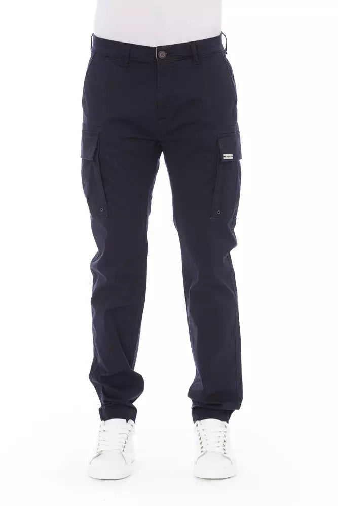 Baldinini Trend Blue Cotton Men Cargo Trouser