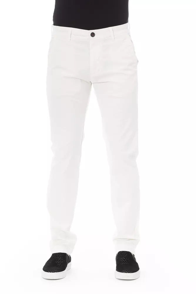 Baldinini Trend White Cotton Men Chino Trouser