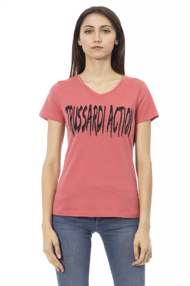 Top de algodón rosa para mujer Trussardi Action