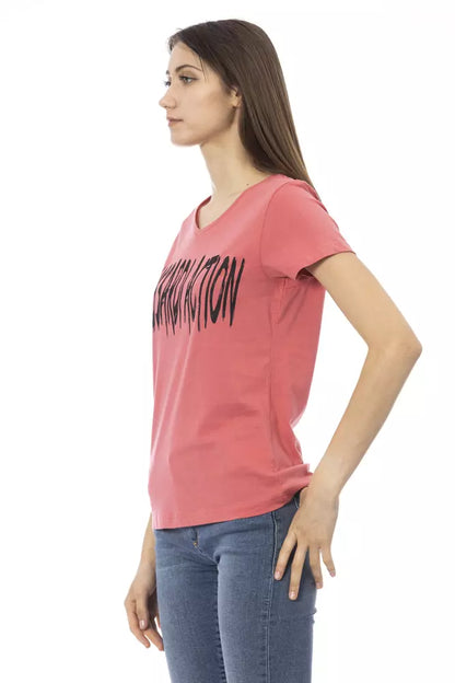 Top de algodón rosa para mujer Trussardi Action