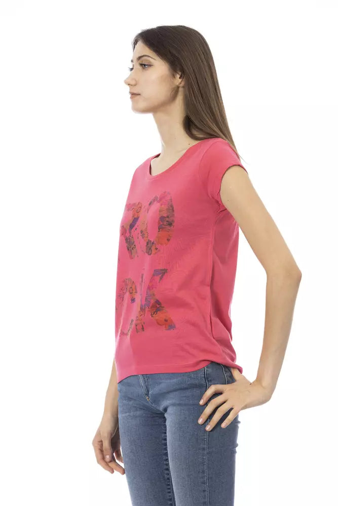 Top de algodón rosa para mujer Trussardi Action