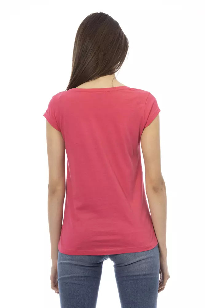 Top de algodón rosa para mujer Trussardi Action