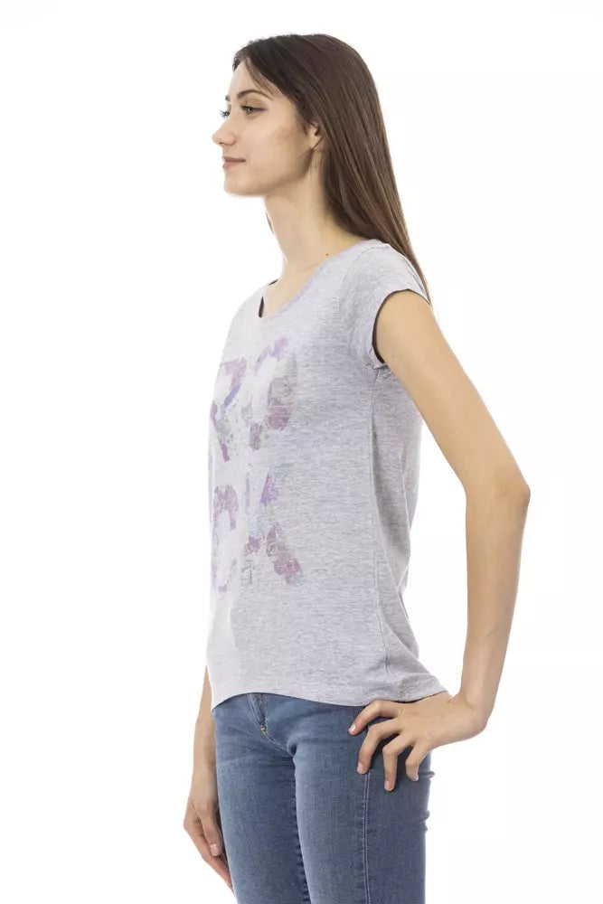 Top de algodón gris para mujer Trussardi Action