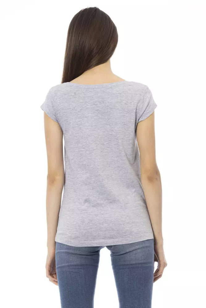 Top de algodón gris para mujer Trussardi Action