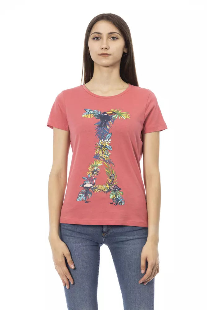 Camiseta de moda de manga corta fucsia Trussardi Action Chic