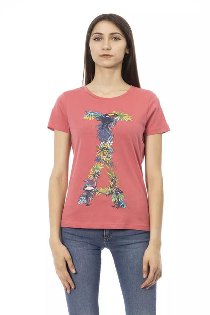 Camiseta de moda de manga corta fucsia Trussardi Action Chic