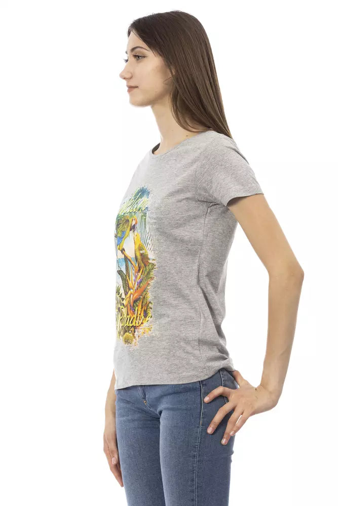 Top de algodón gris para mujer Trussardi Action