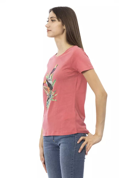 Top de algodón rosa para mujer Trussardi Action
