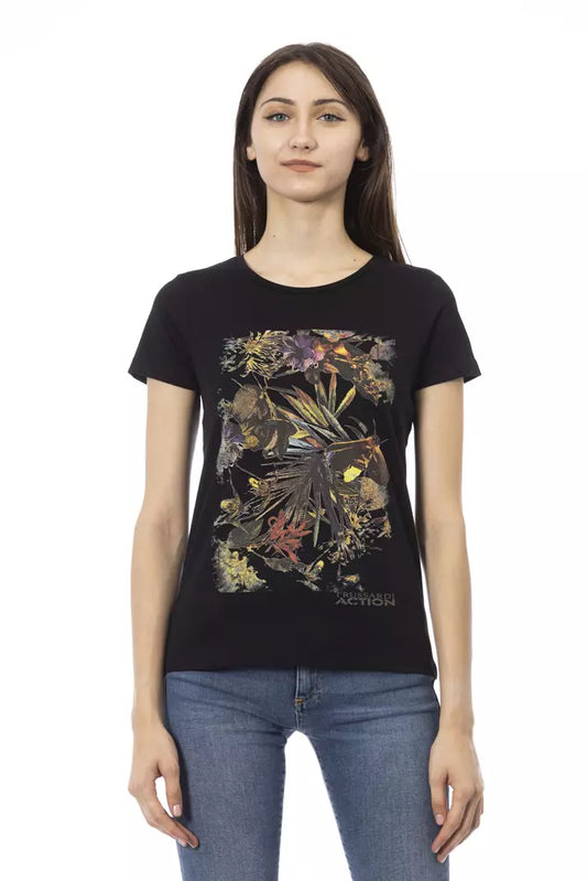 Camiseta de algodón negra para mujer Trussardi Action