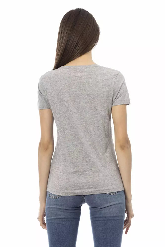 Top de algodón gris para mujer Trussardi Action