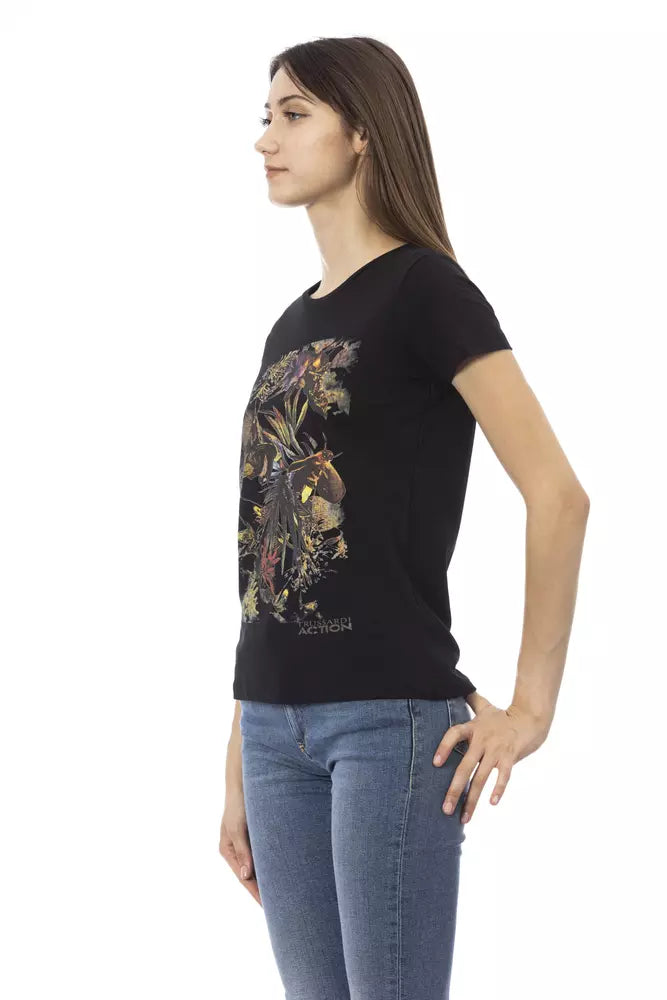 Camiseta de algodón negra para mujer Trussardi Action