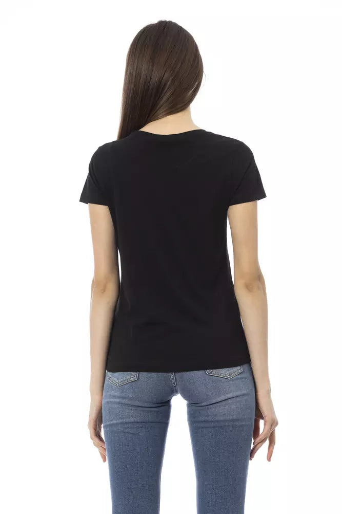 Camiseta de algodón negra para mujer Trussardi Action