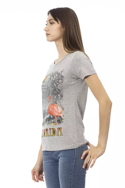 Top de algodón gris para mujer Trussardi Action