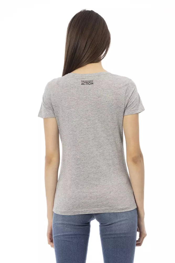 Top de algodón gris para mujer Trussardi Action