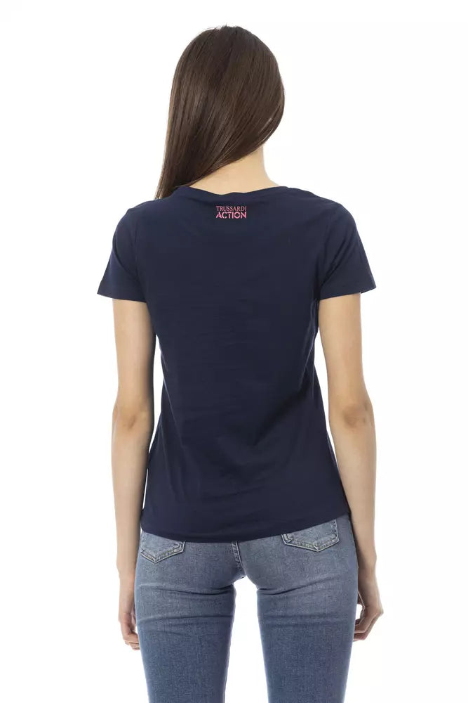 Camiseta de cuello redondo y manga corta azul Trussardi Action Chic