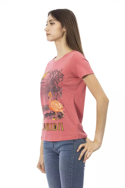 Top de algodón rosa para mujer Trussardi Action