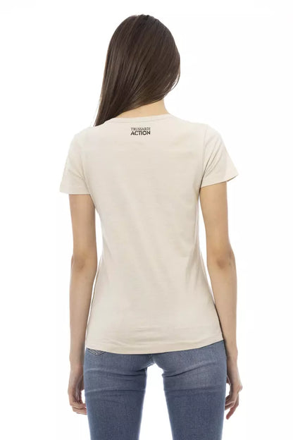 Top de algodón beige para mujer Trussardi Action