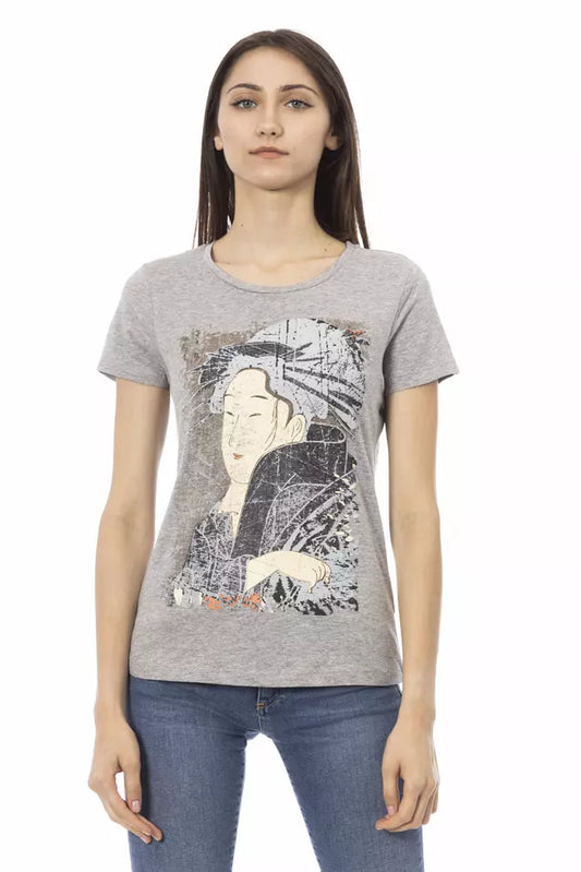 Top de algodón gris para mujer Trussardi Action