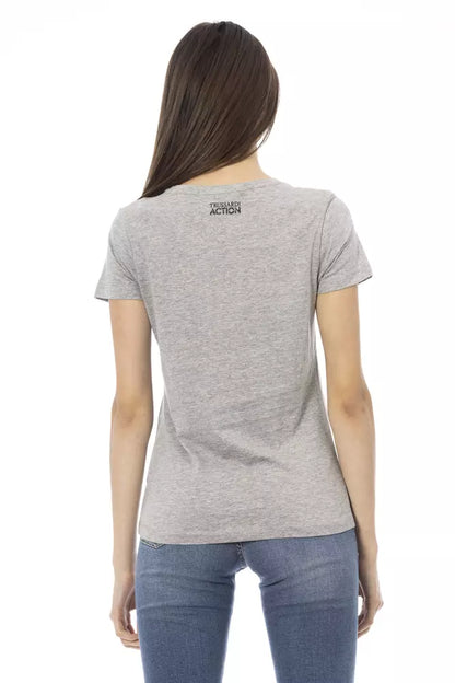 Top de algodón gris para mujer Trussardi Action